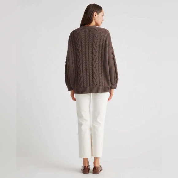 Quince Organic Cotton Oversized Cable Cardigan (L) - Picture 2 of 12